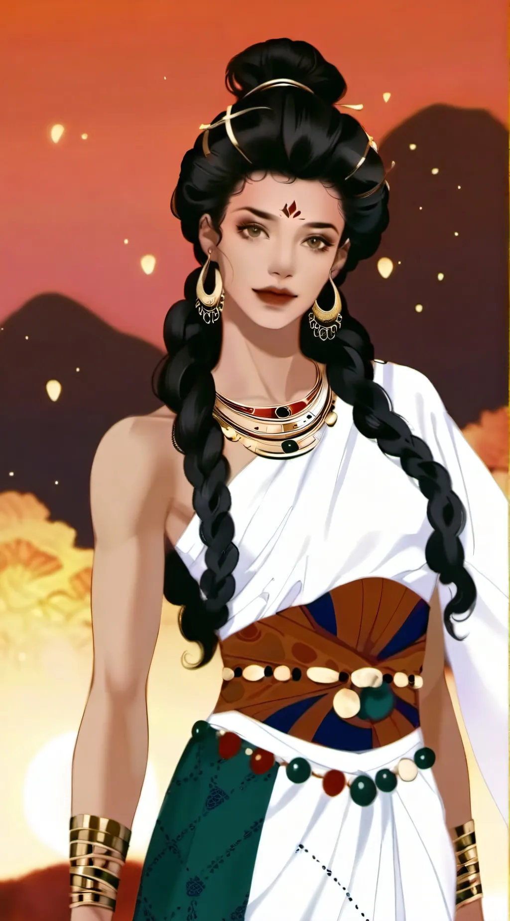 ai character: qeen Alhe background