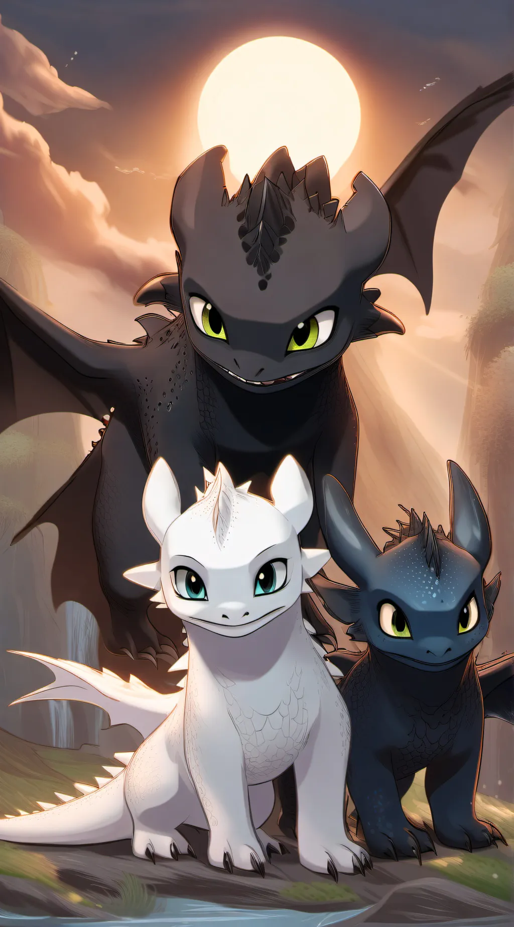 ai character: toothless and Luna background