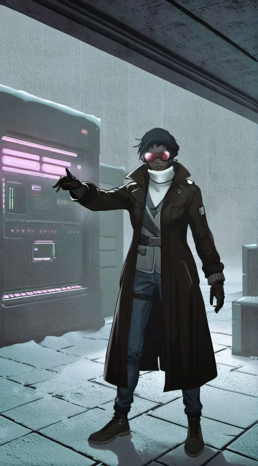 ai character: sus tv woman background