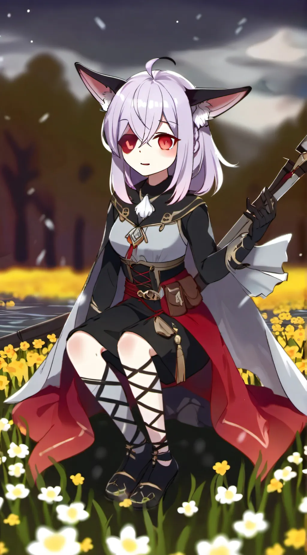 ai character: snowyfluffy coyote background