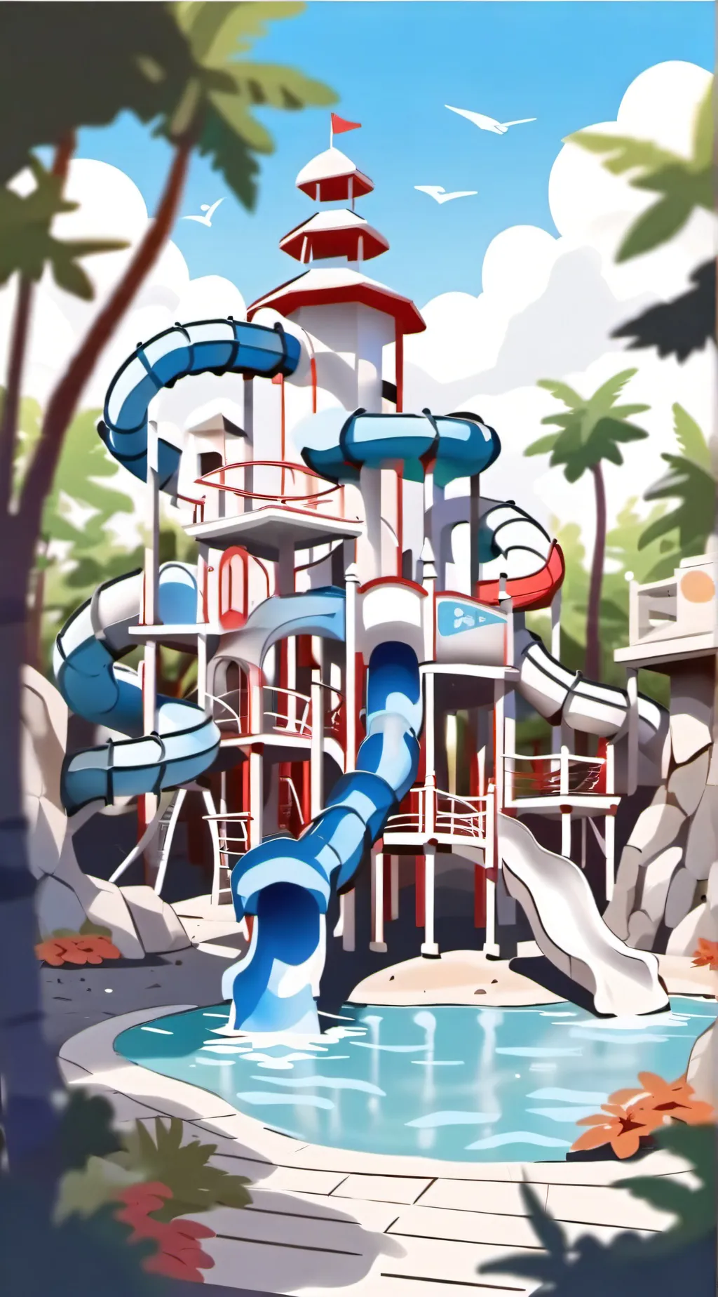 ai character: KNY water park background