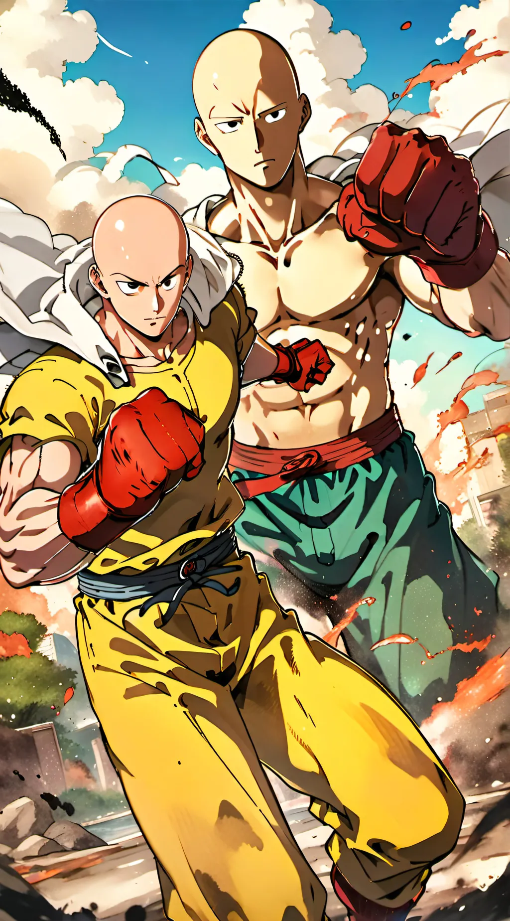 ai character: onepunchmanvssaita background