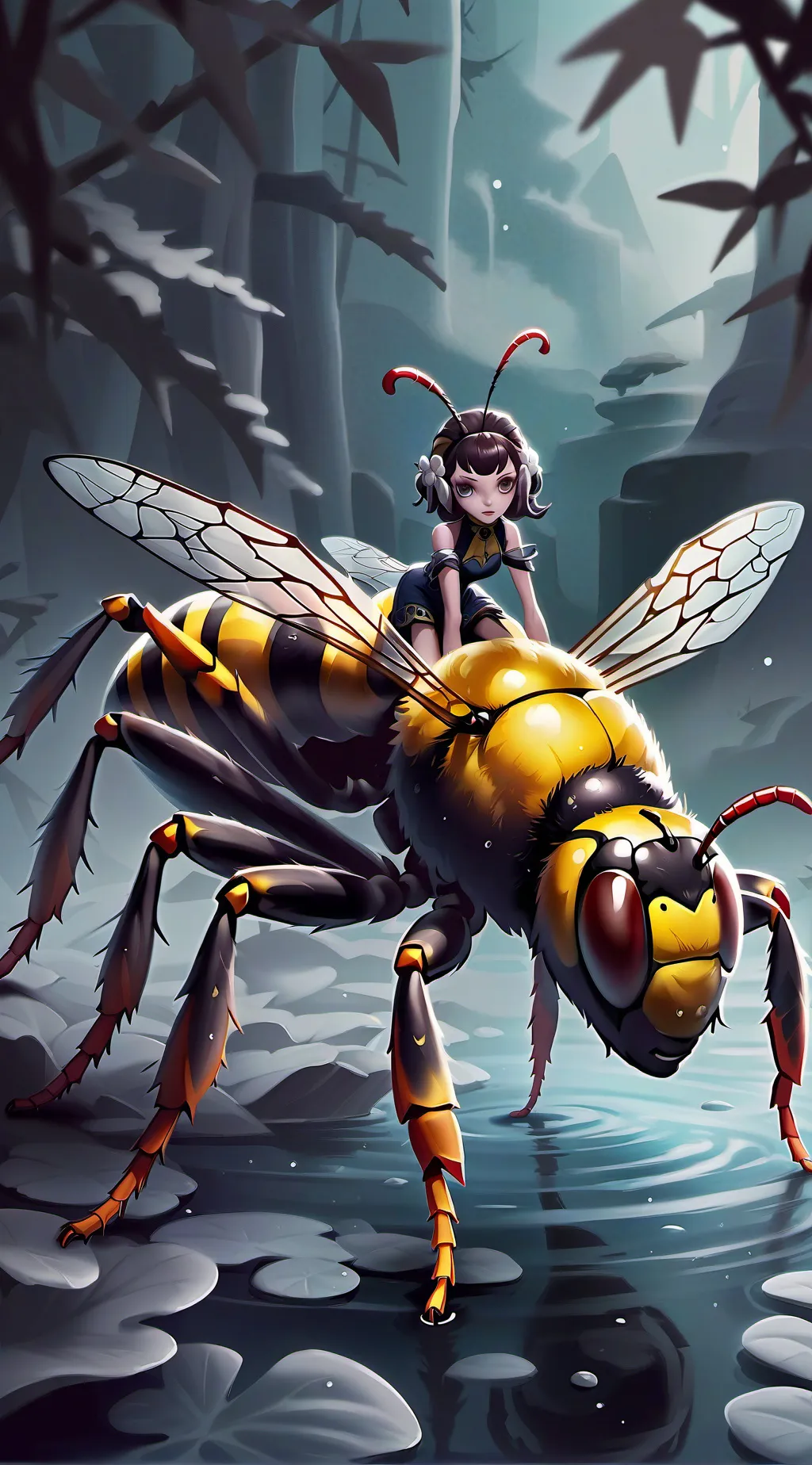ai character: a wasp queen  background