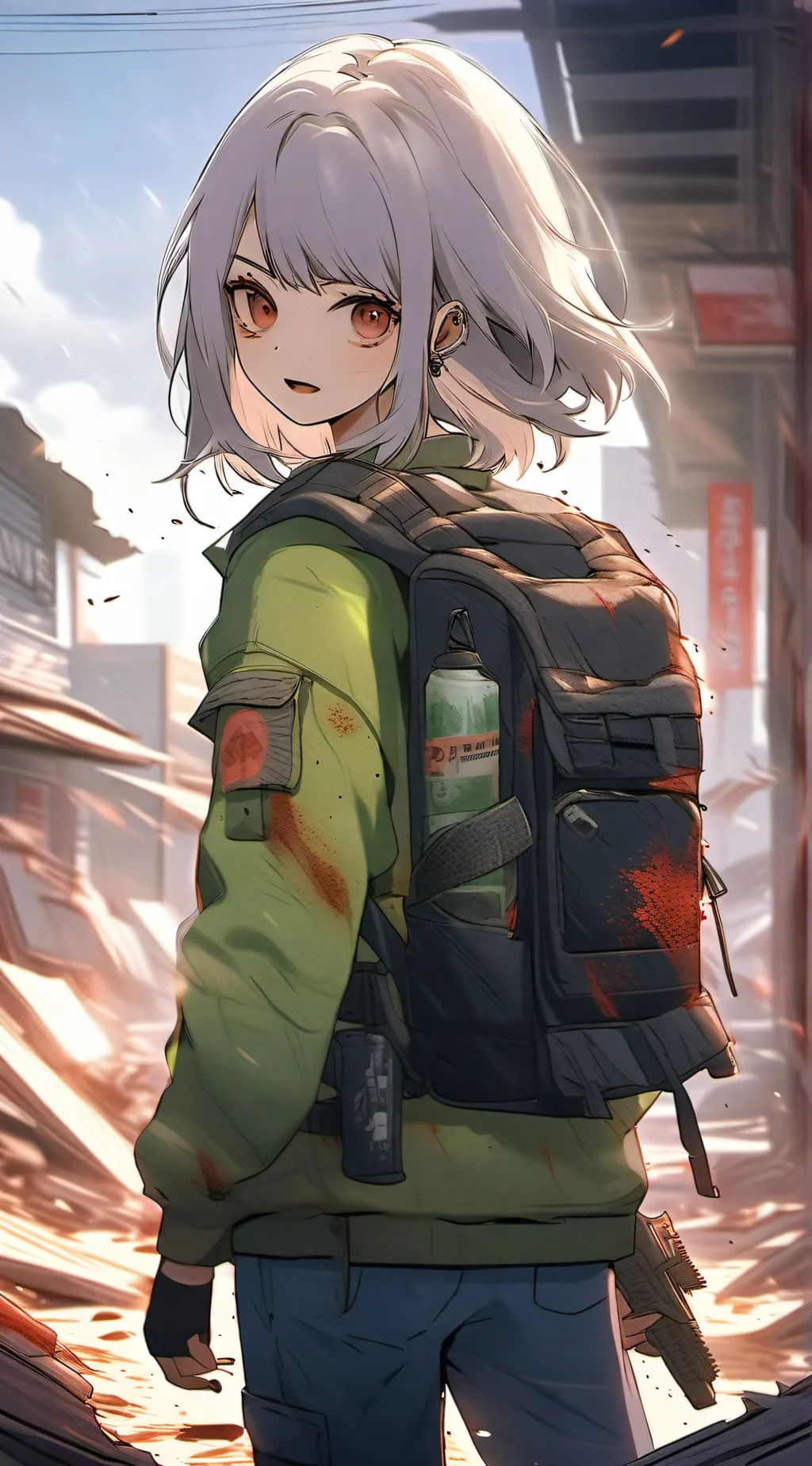 ai character: Sarah Red. background