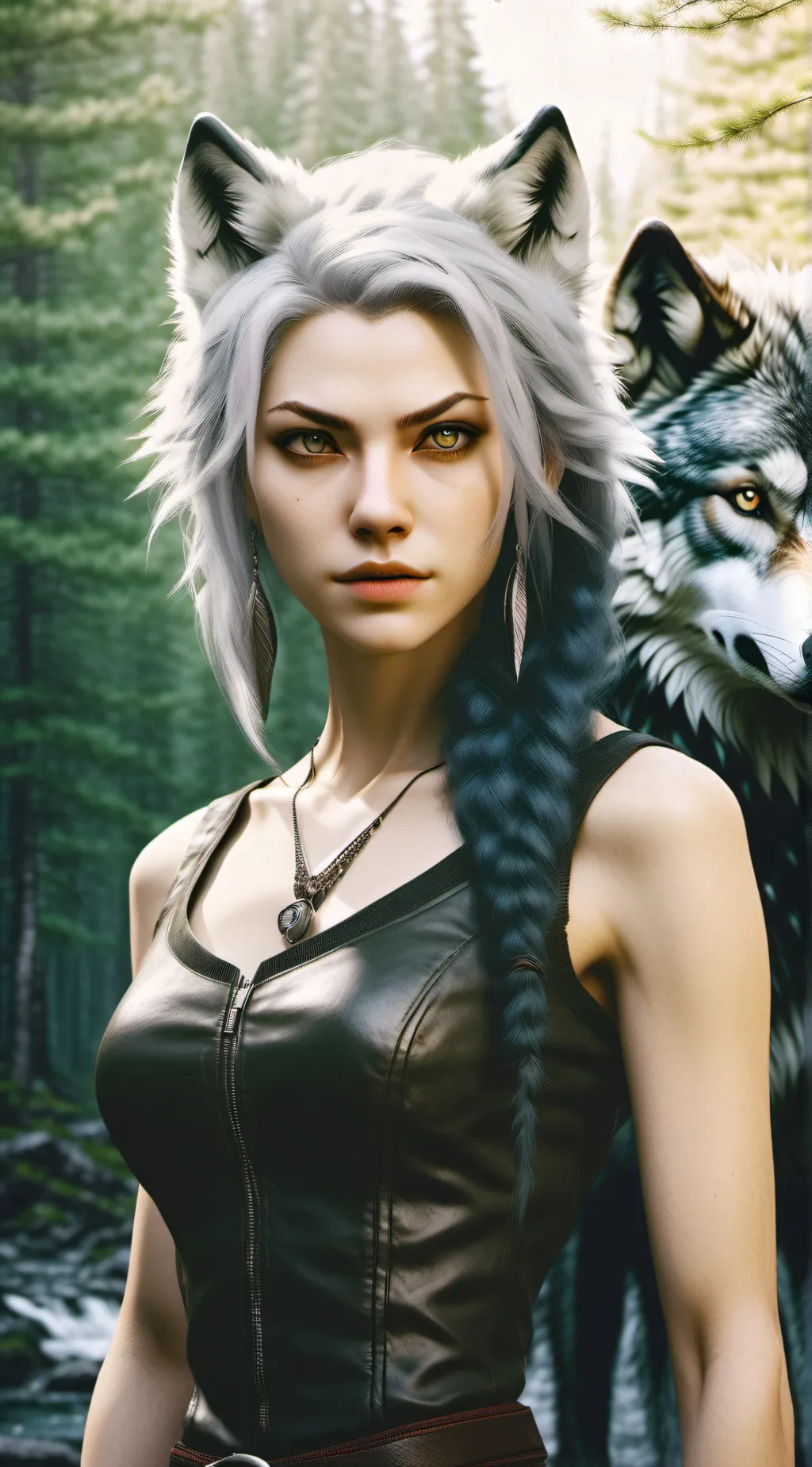 ai character: Lesbian wolf girl background