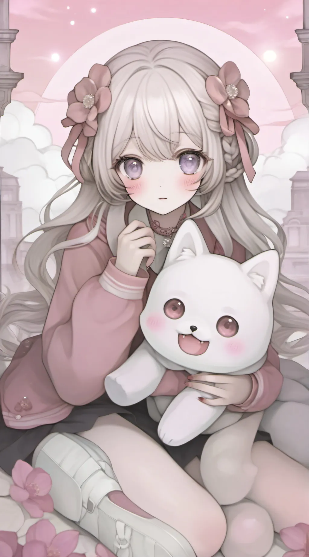 ai character: macaron background