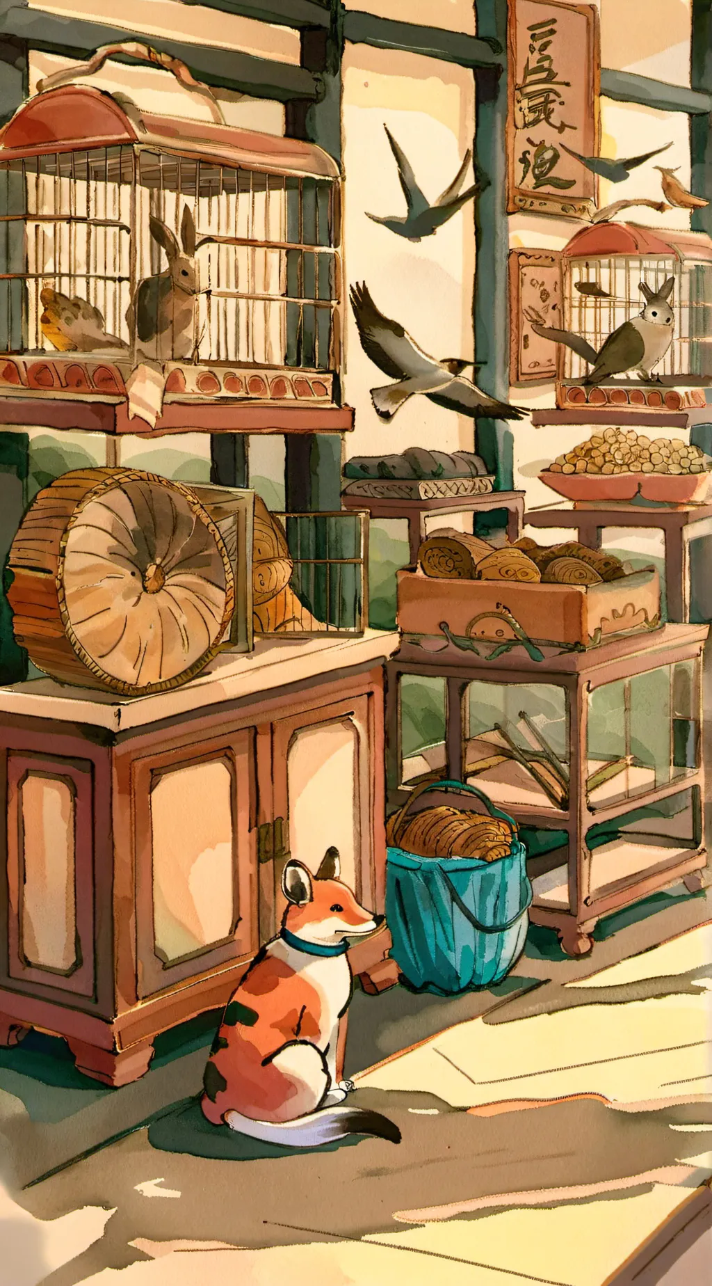 ai character: Hybrid shop background