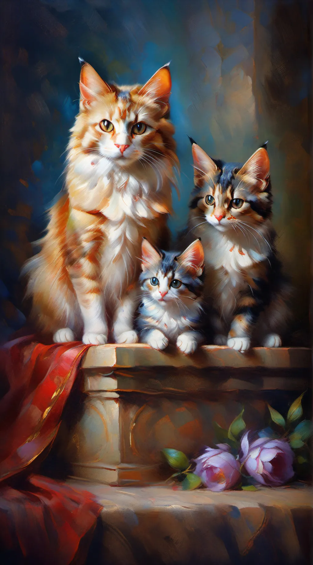 ai character: cat family  background