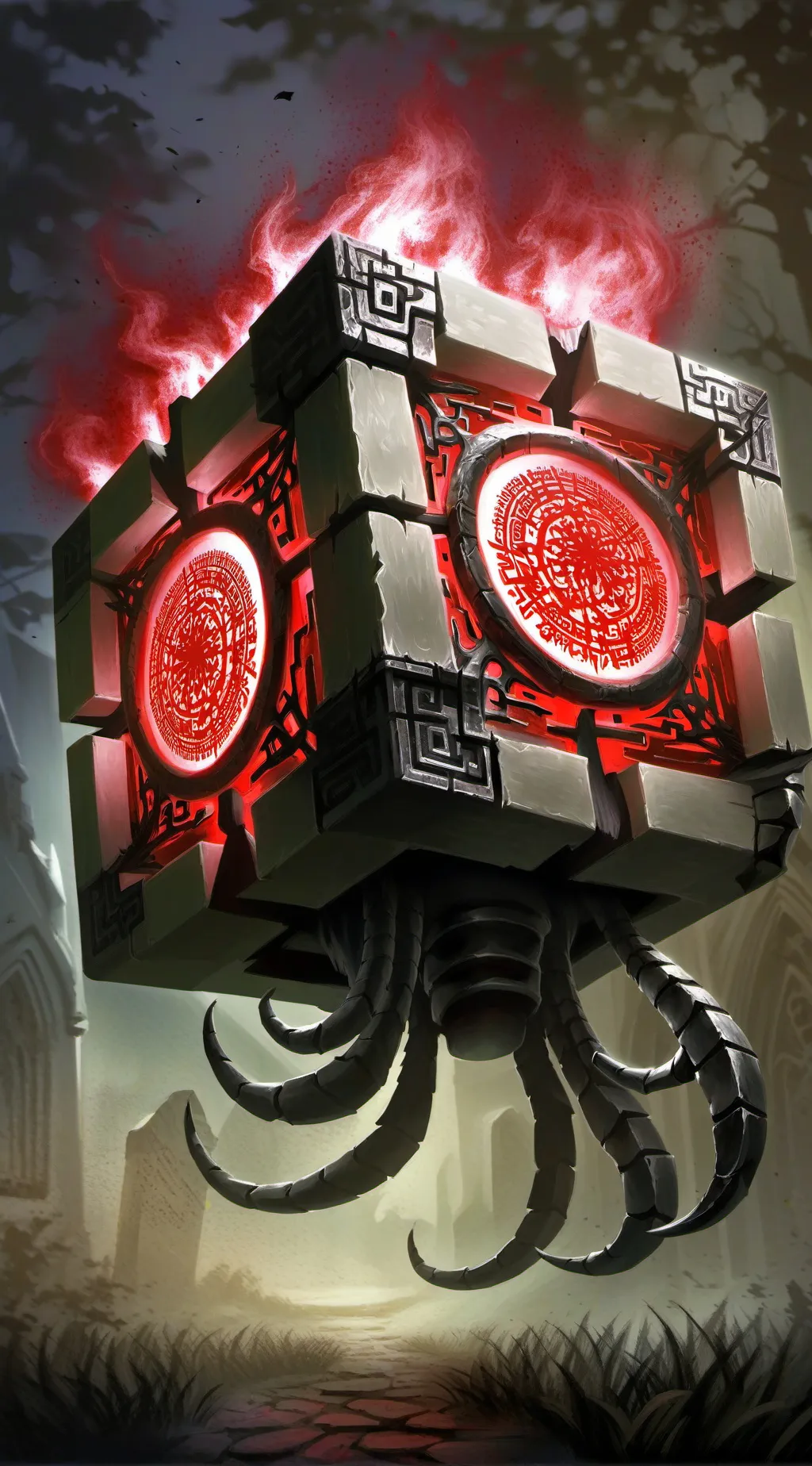 ai character: The dark cubed background