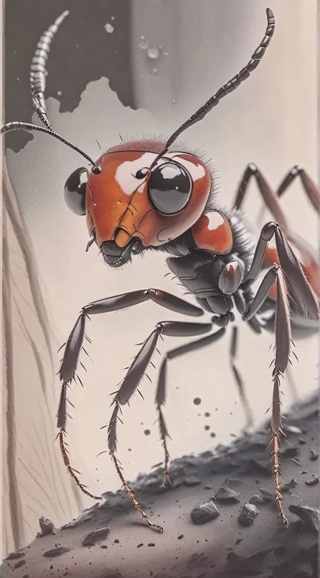 ai character: fire soldier ants background