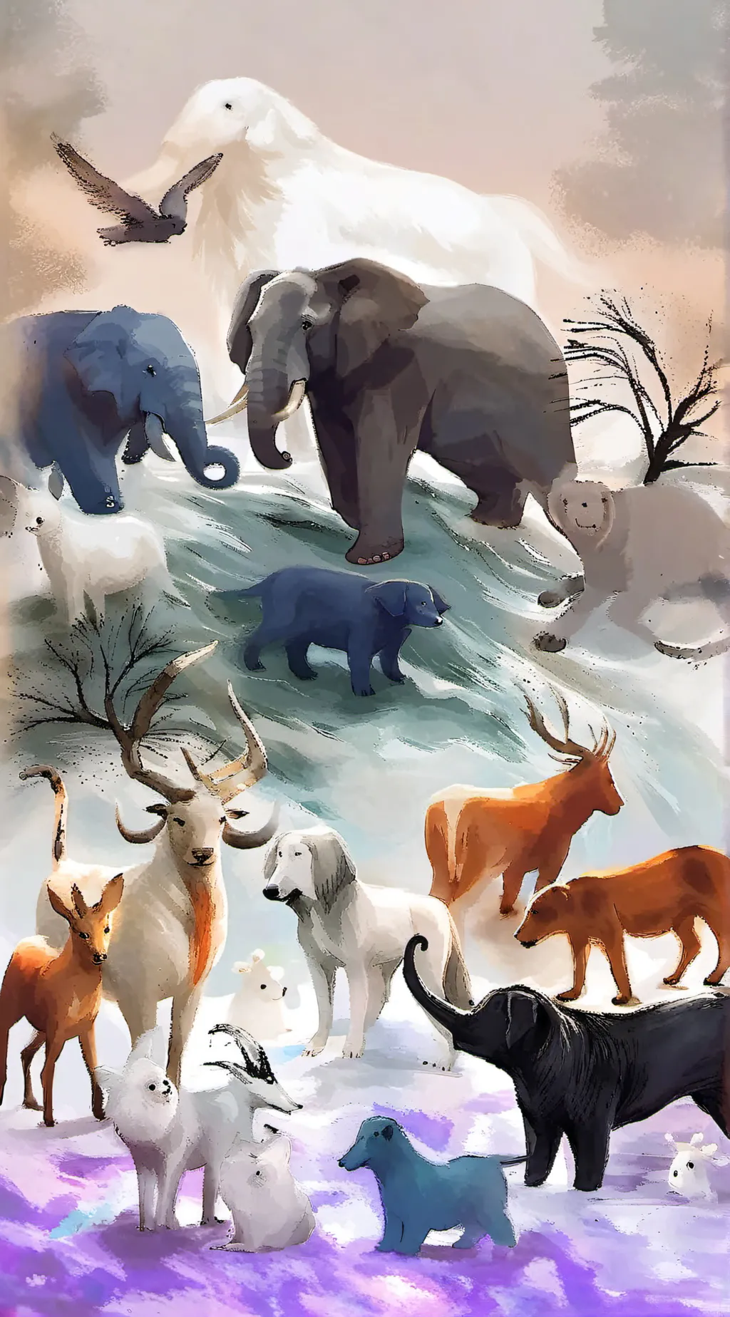 ai character: smiling critters background