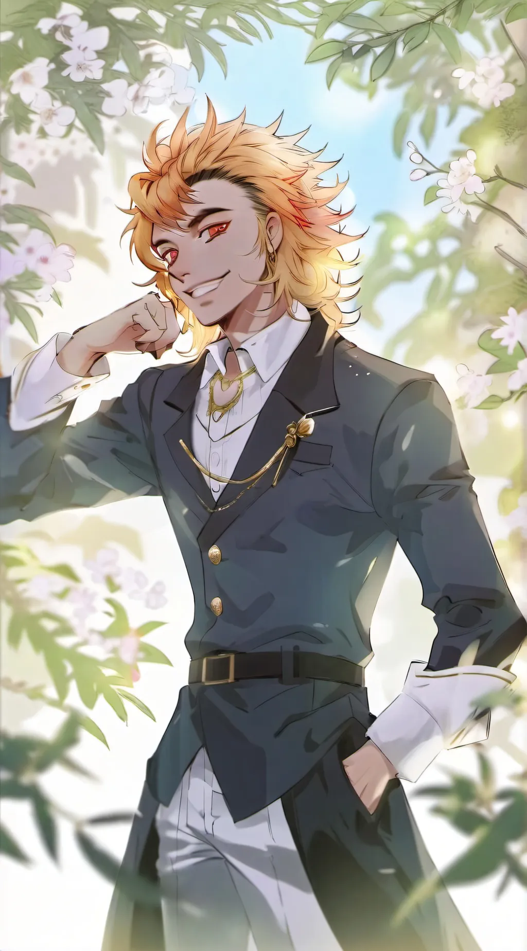 ai character: kyojuro Rengoku ❤🧡 background