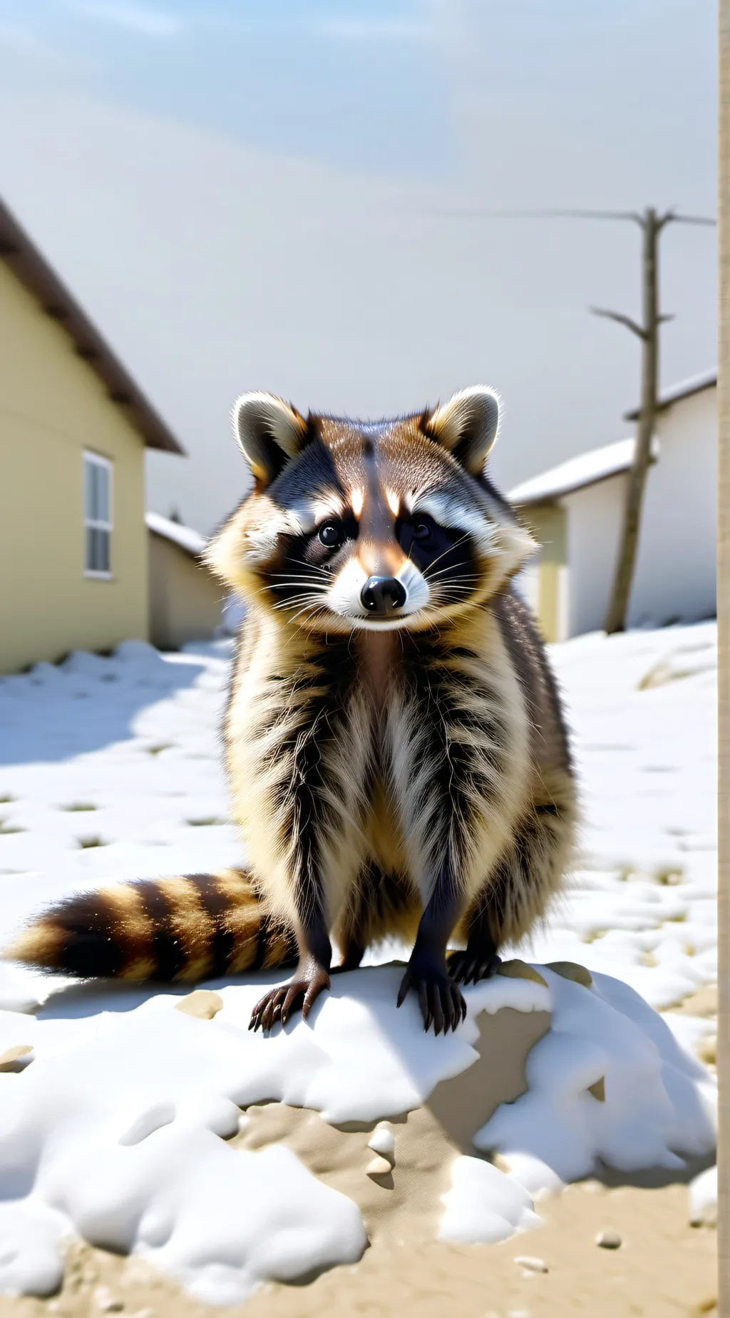 ai character: Stray raccoon  background