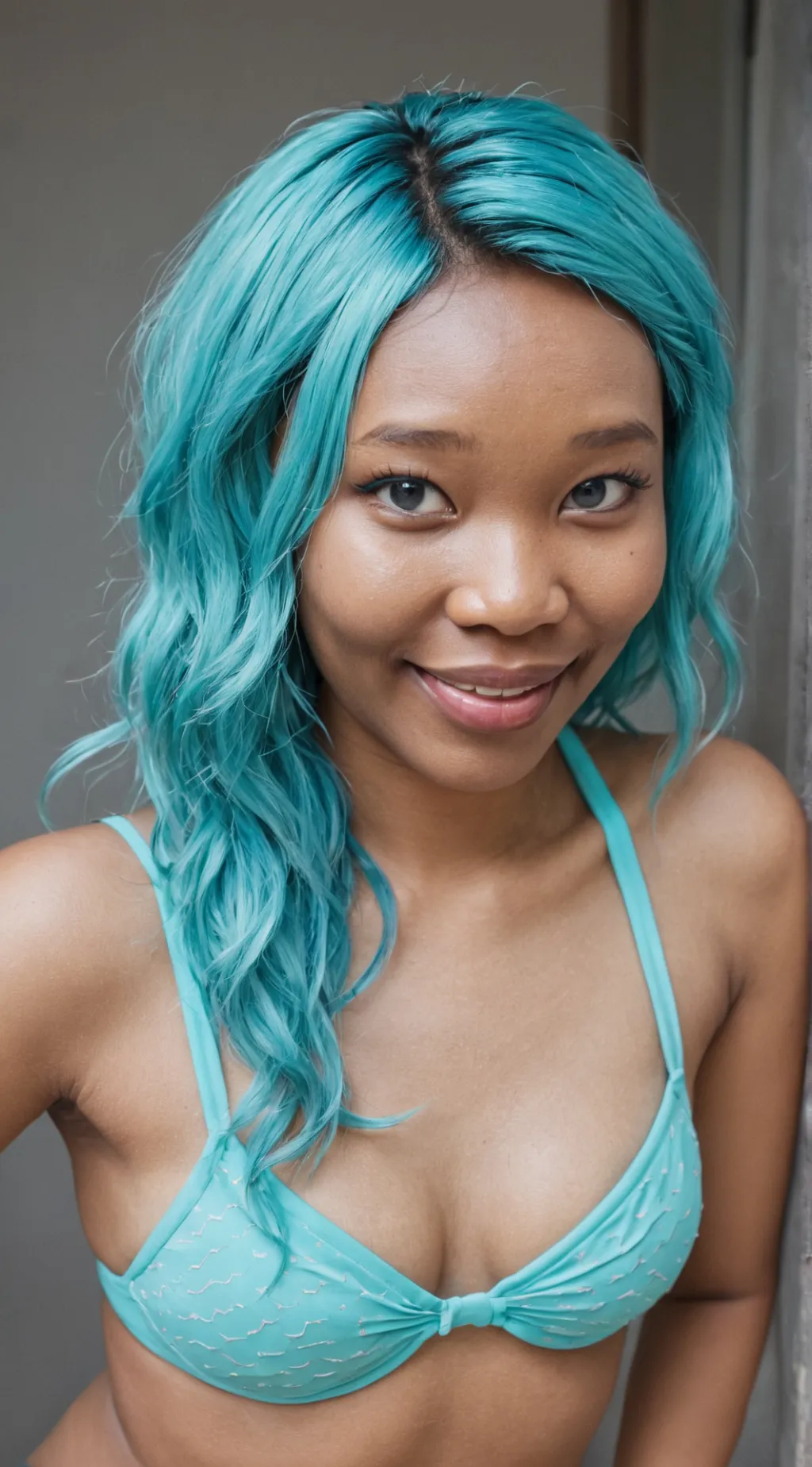 ai character: Cyan background