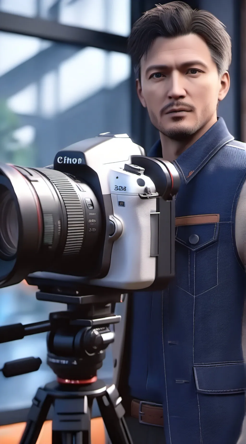 ai character: titan camera man  background