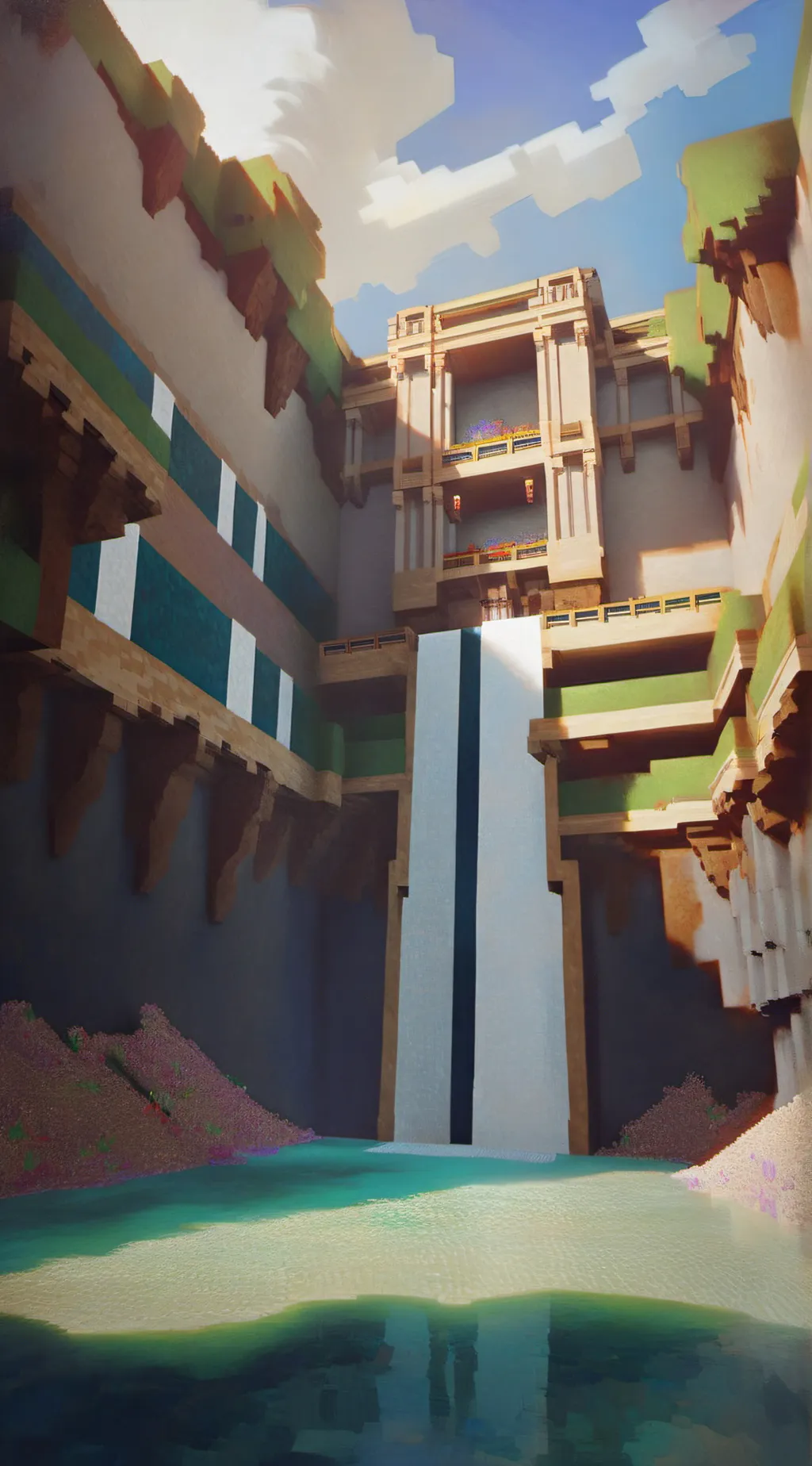 ai character: HH inside Minecraf background