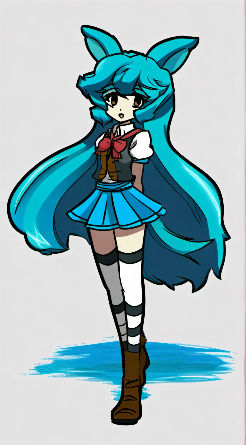 ai character: cyan background