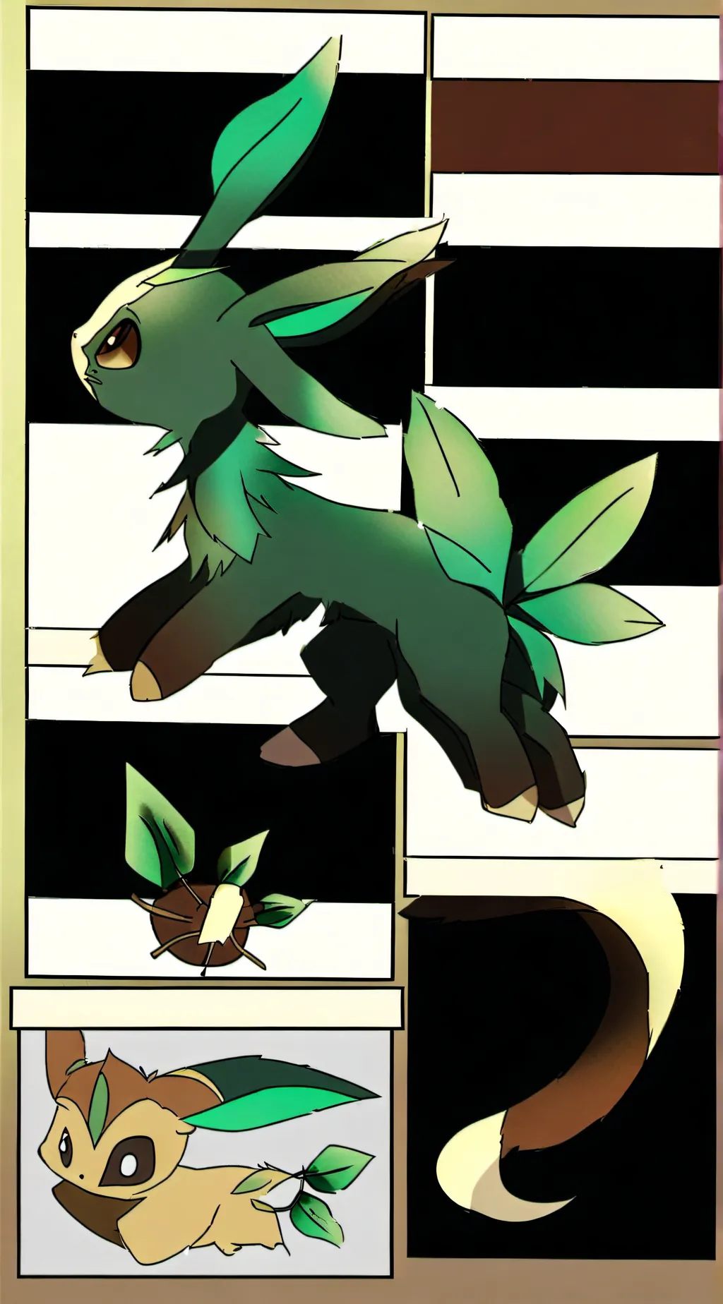 ai character: Leafeon (🌿🍃☘️🍀🥬🟢💚) background
