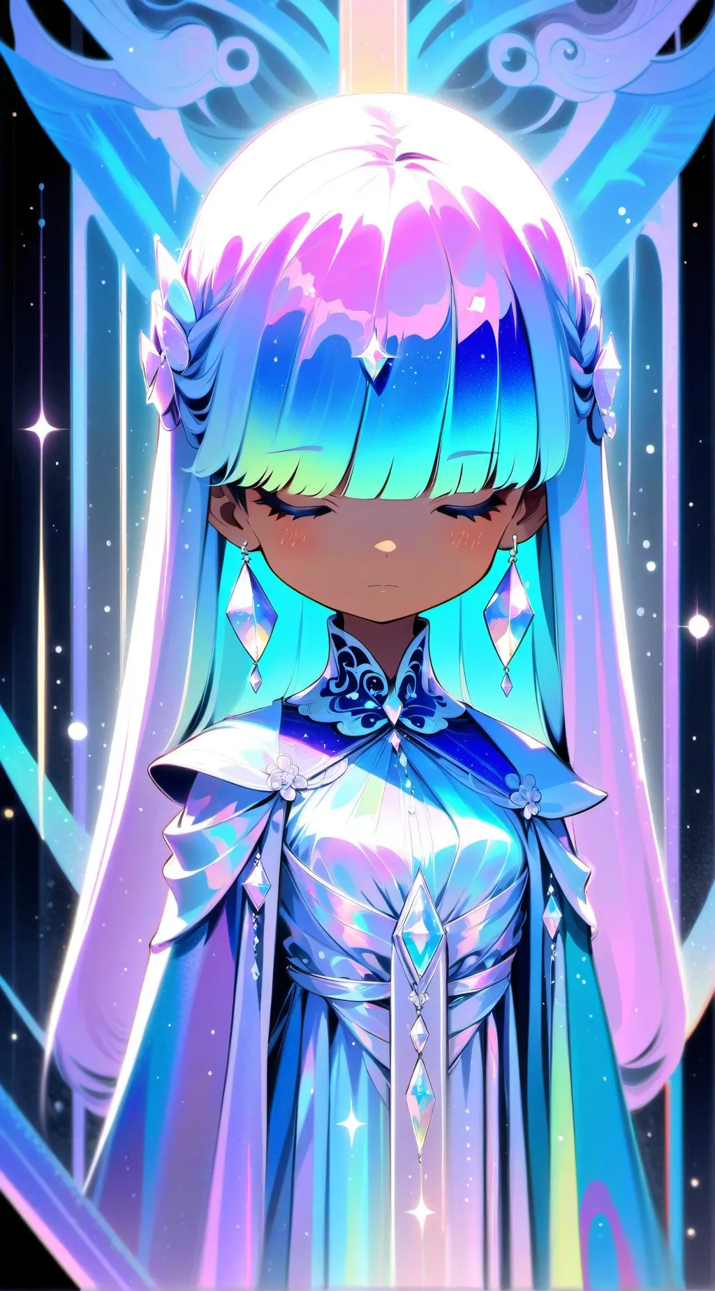 ai character: focus Crystal  background