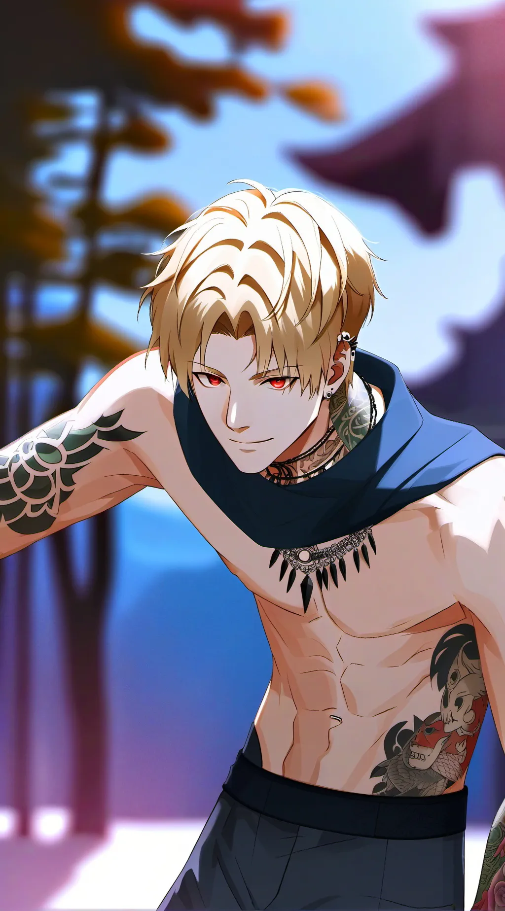 ai character: Hh swimming  background