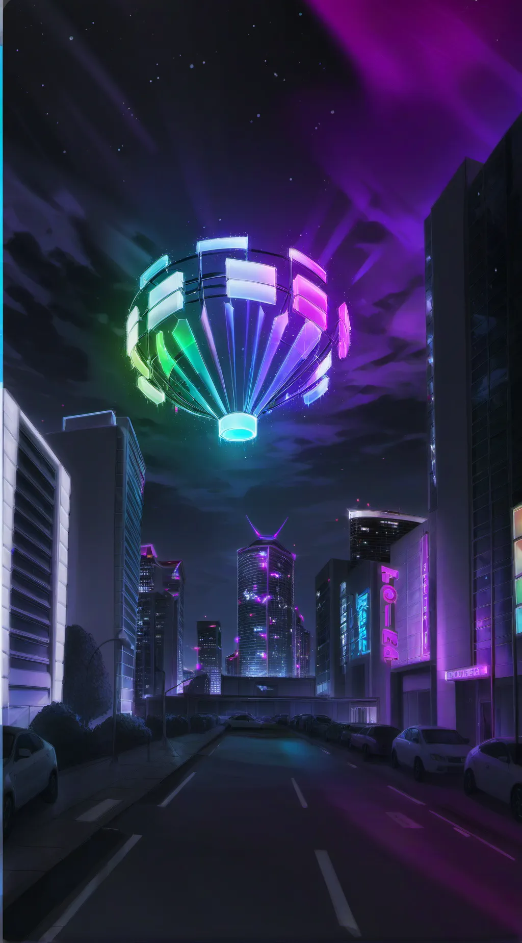 ai character: DF in light city. background