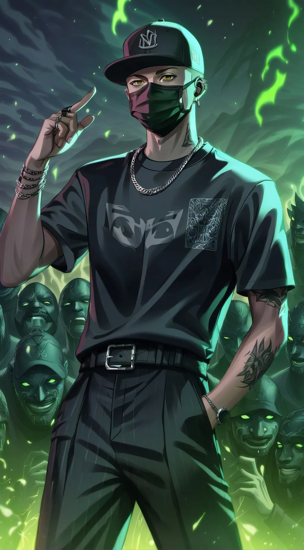 ai character: rap god/tittan background