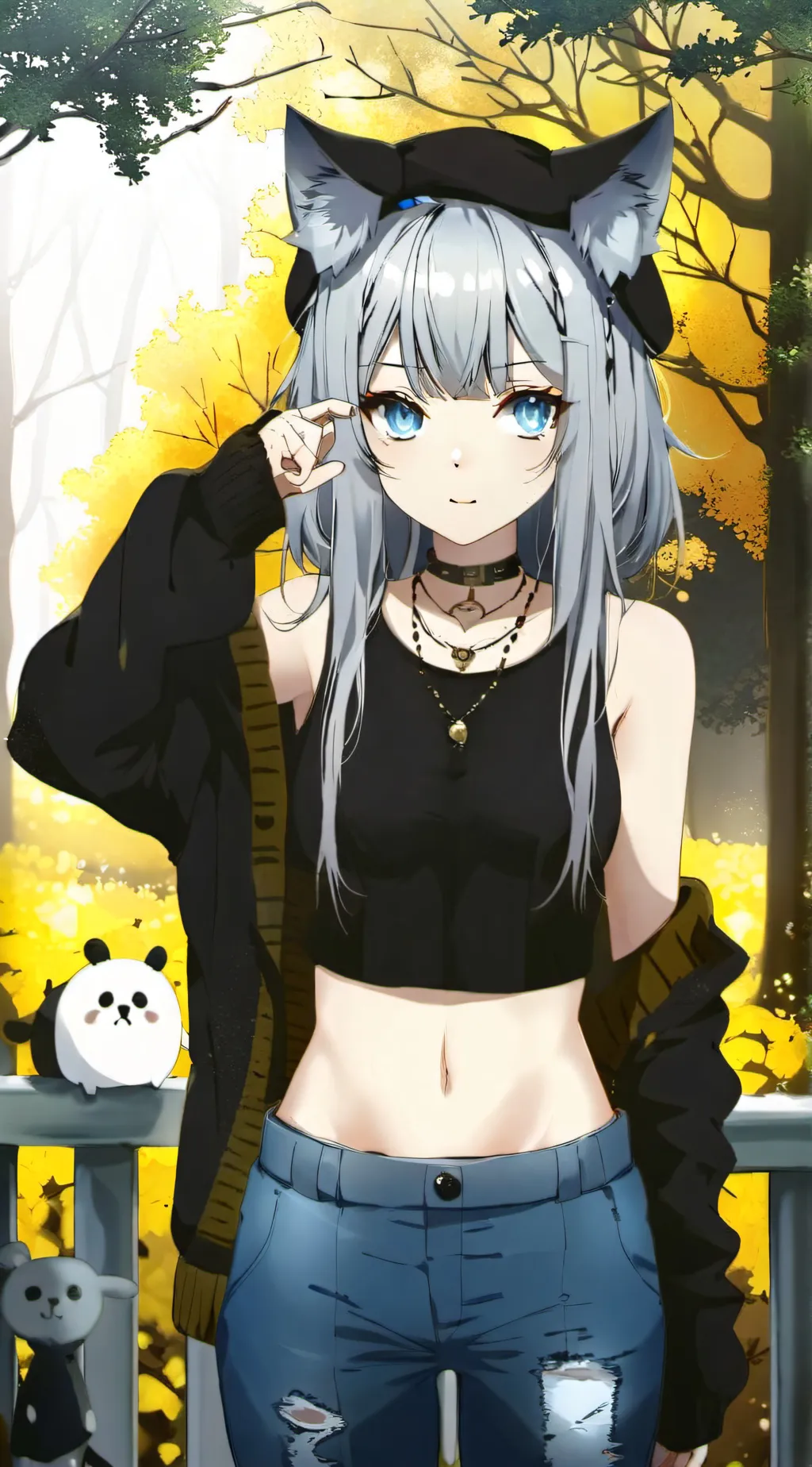 ai character: Group of catgirls background