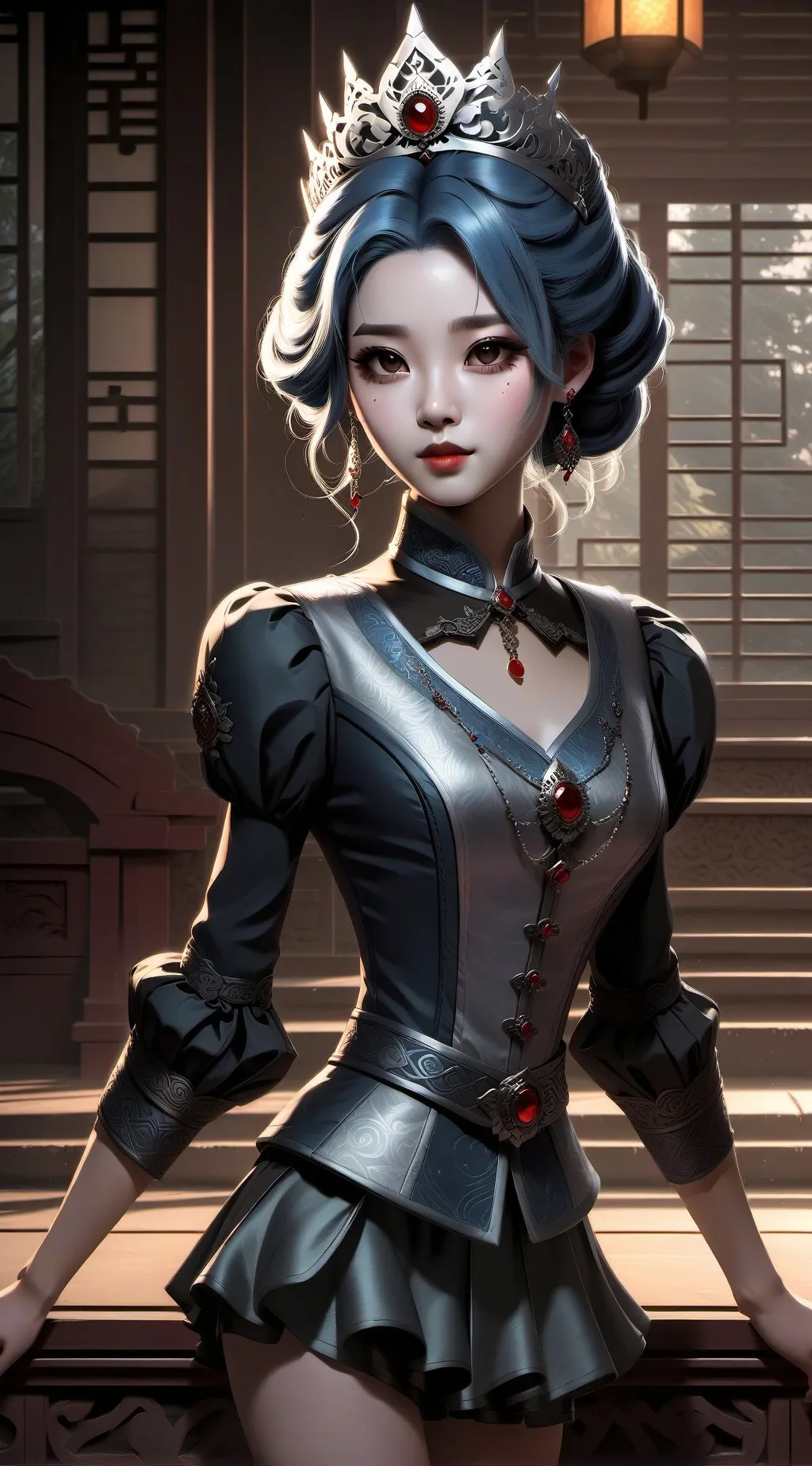 ai character: Queen of gray background