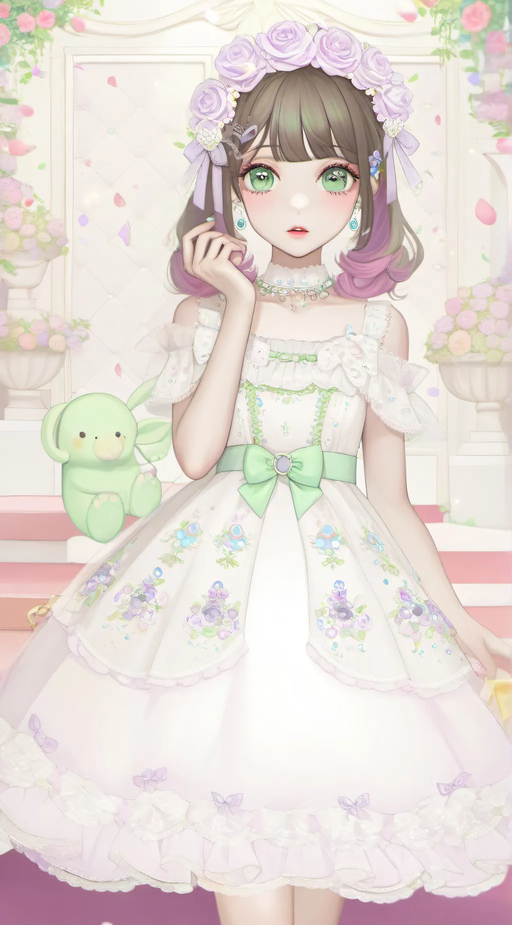 ai character: pequeña damita 👑🌺 background