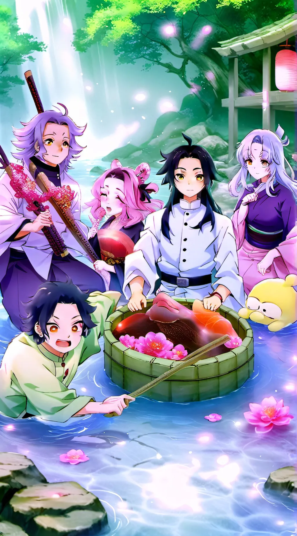 ai character: KNY Hot Springs!!! background