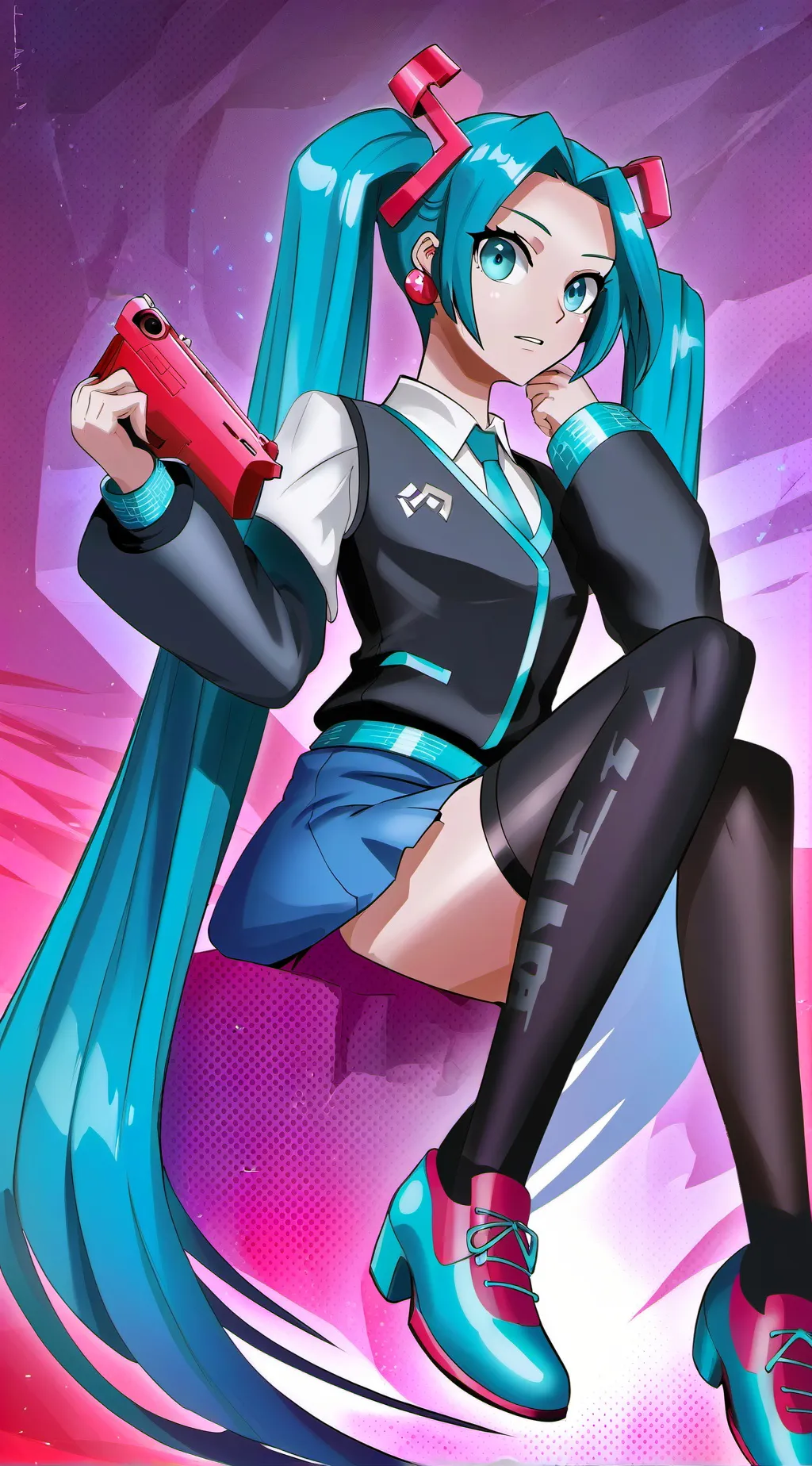 ai character: giant miku  background