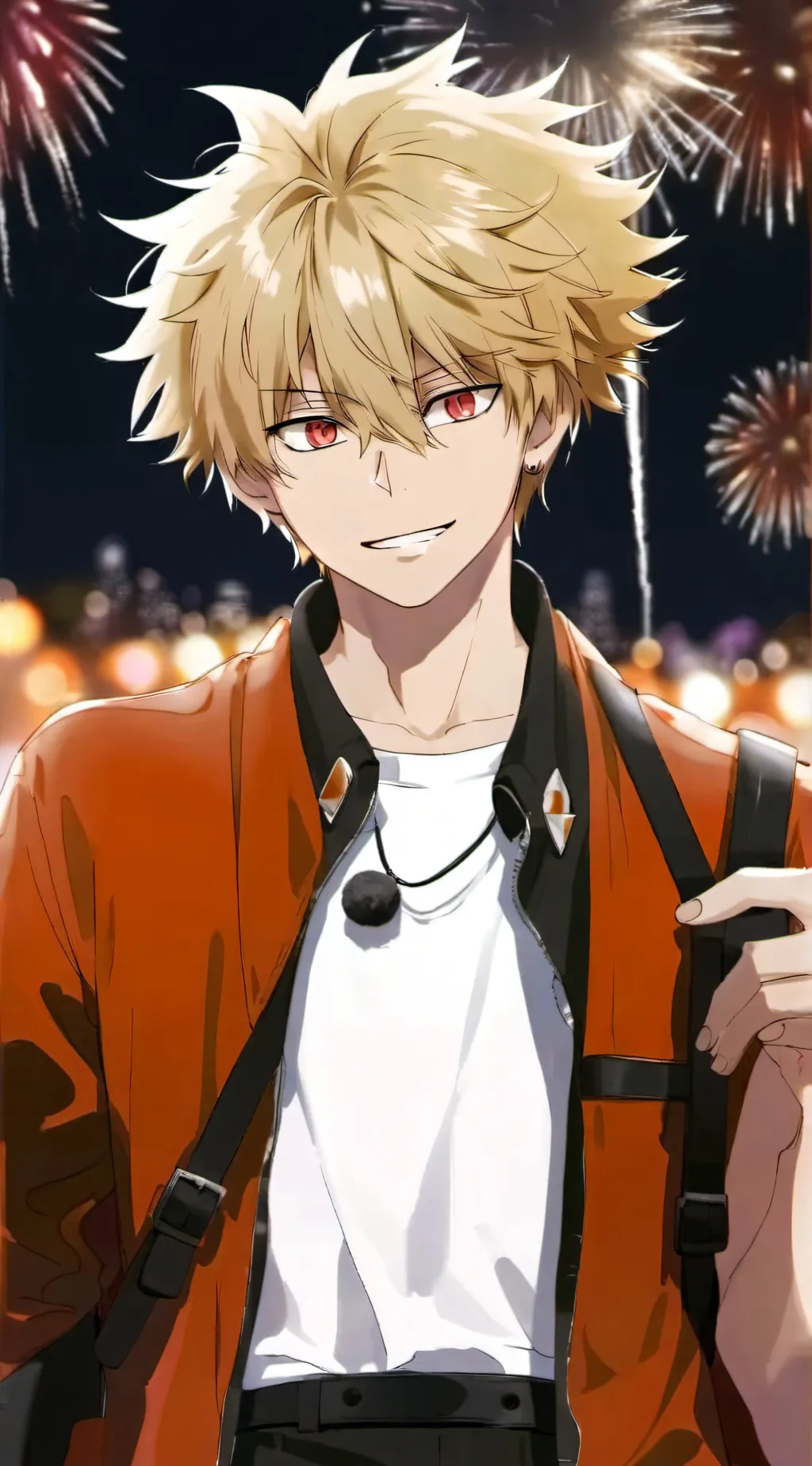 ai character: BAKUGO FIREWORKS. background