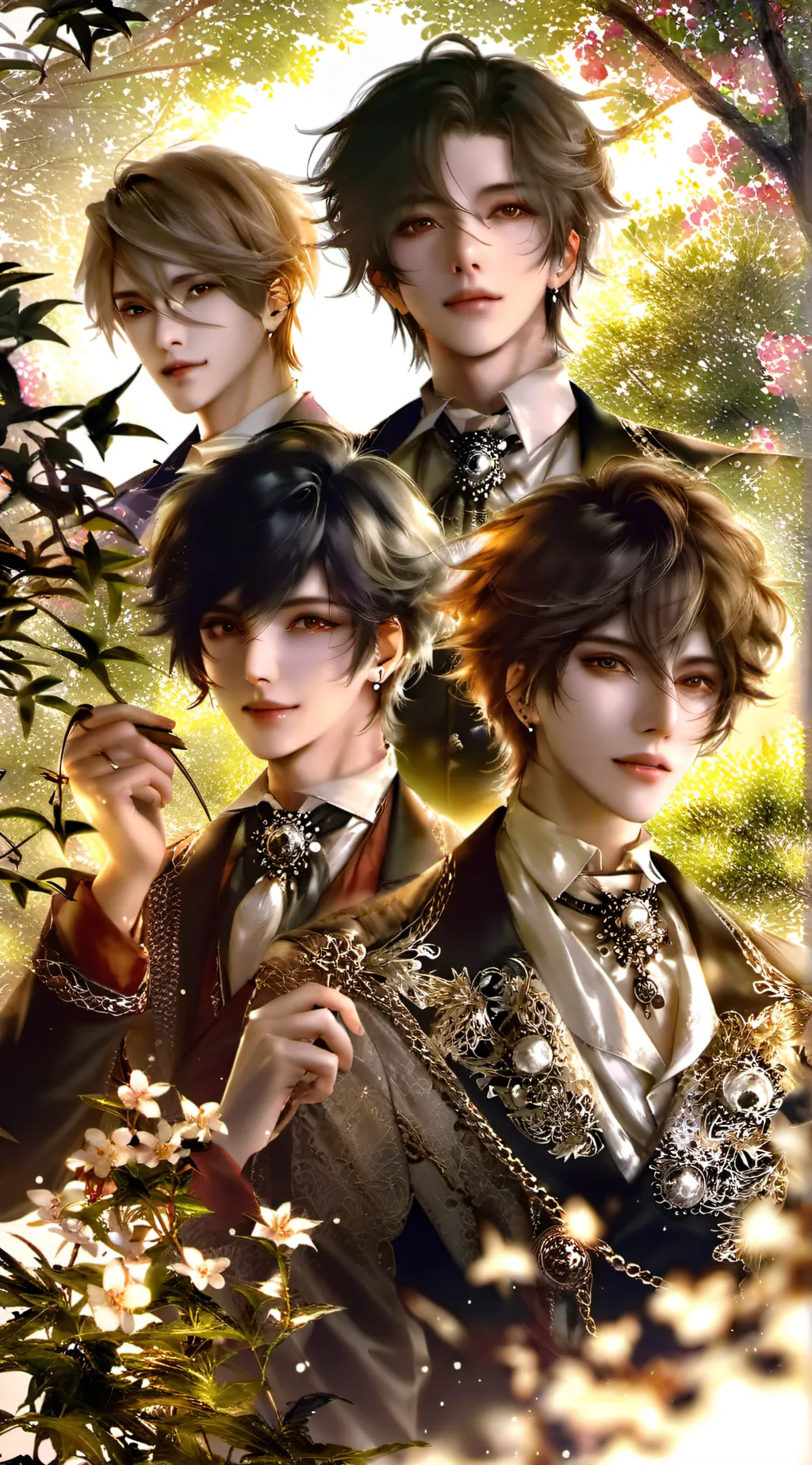 ai character: alex,noah,dawn,max background