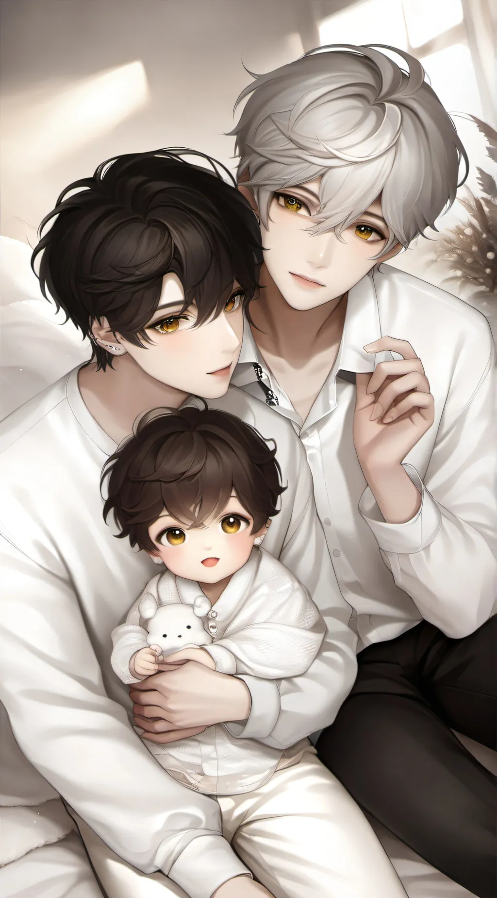 ai character: husband with son! background