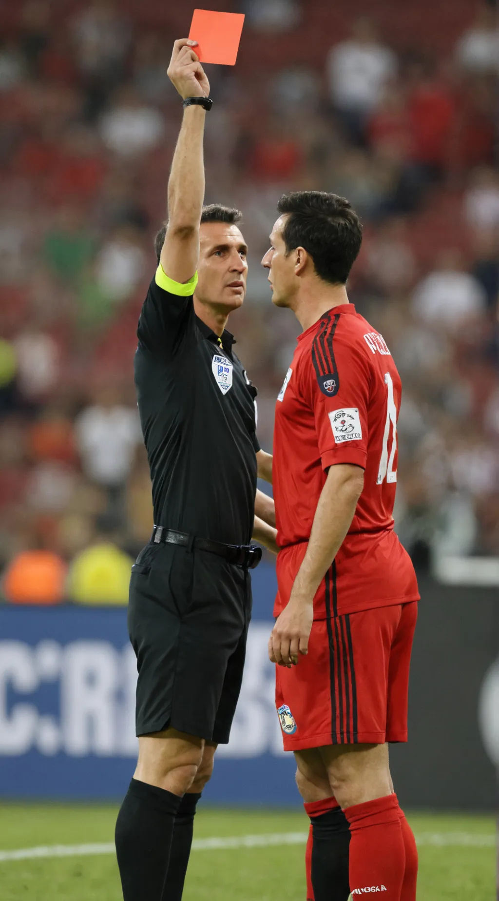 ai character: RED CARD (soccer) background