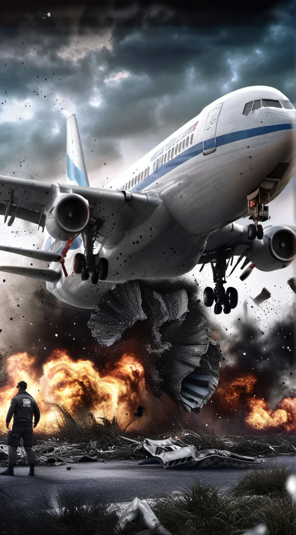 ai character: plane crash background