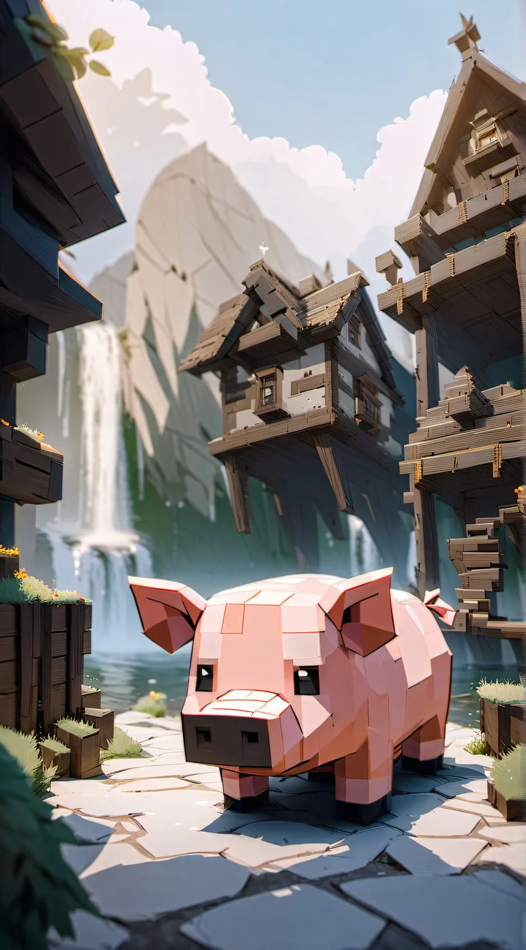 ai character: Minecraft pig background