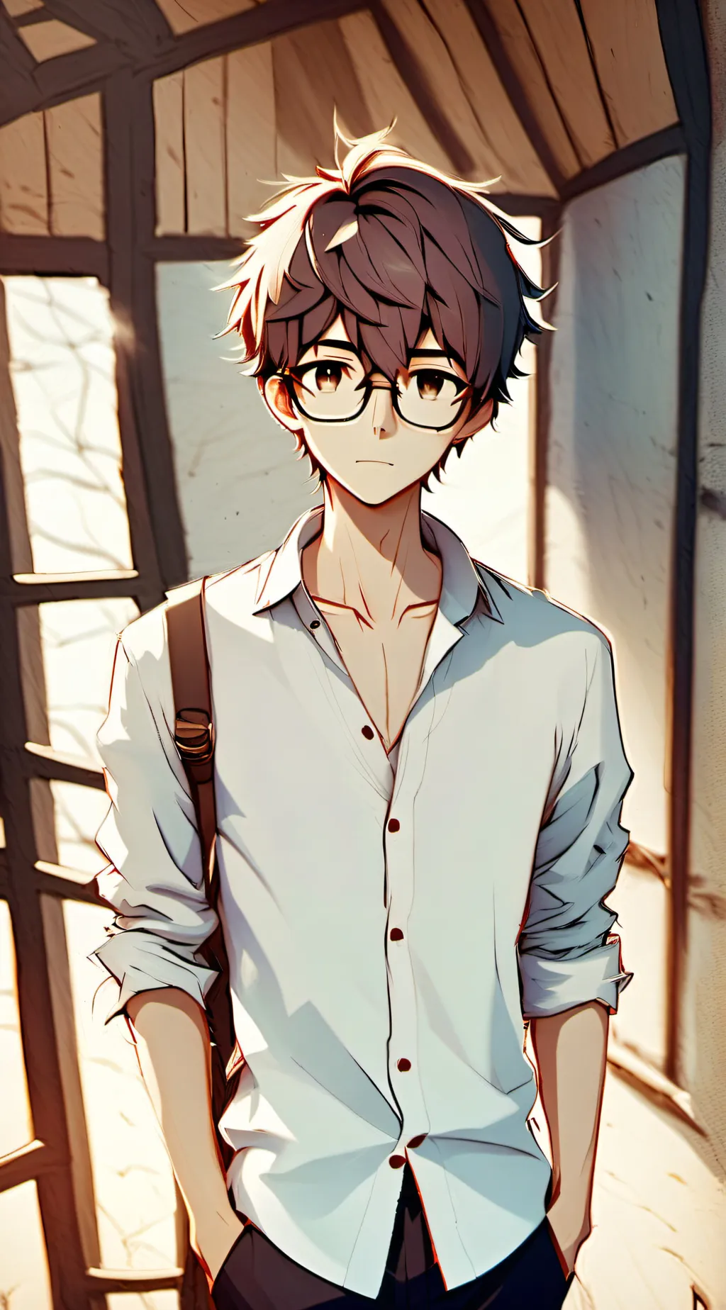 ai character: muscle Nerd background