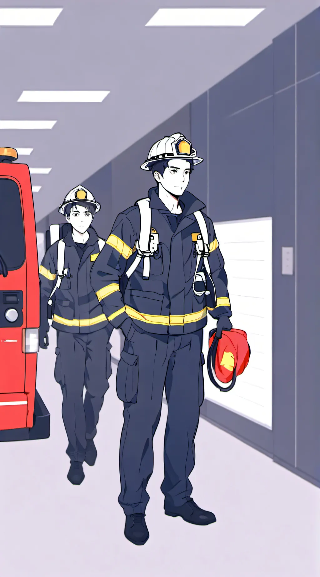 ai character: Fire station background