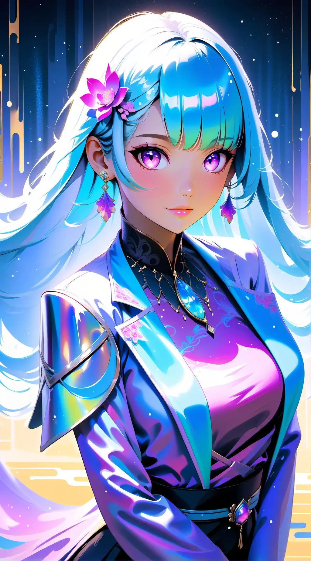 ai character: Mlia and layay background