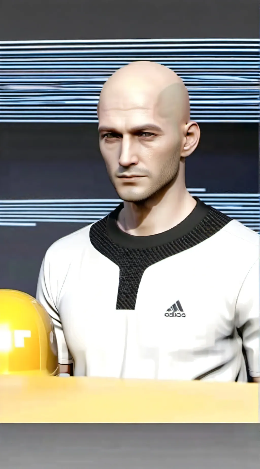 ai character: bald guy background