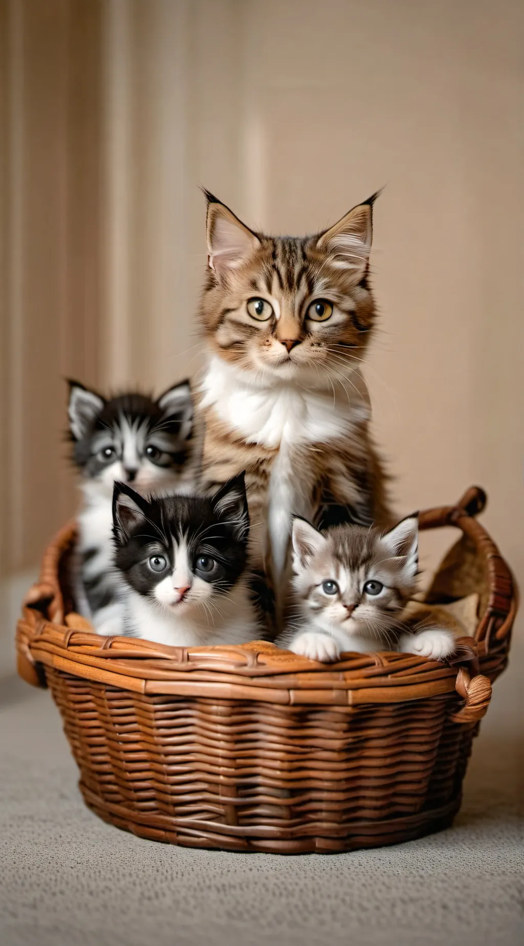 ai character: mama and kittens background