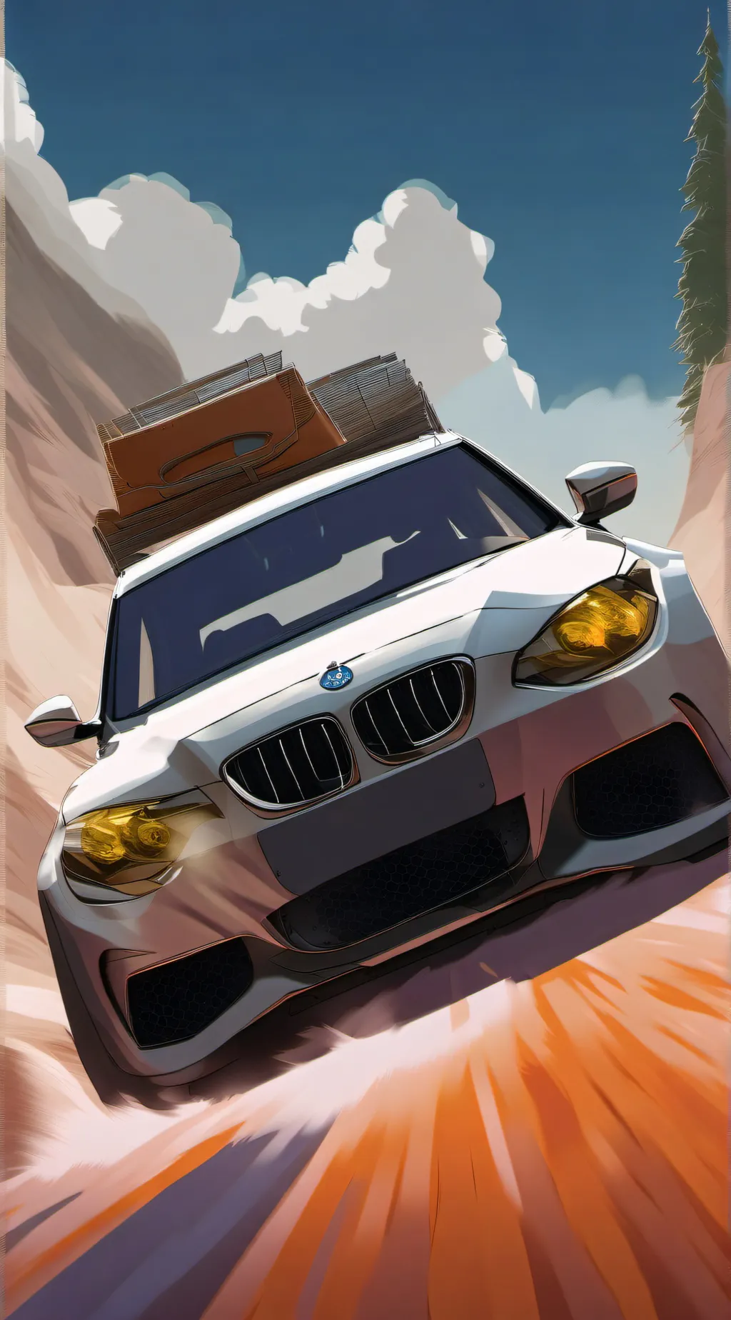 ai character: Cat famil roadtrip background