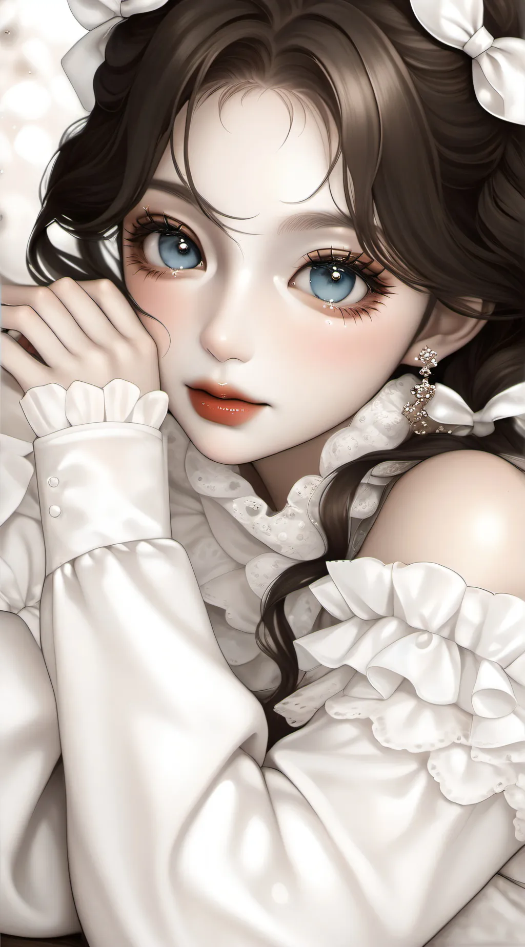 ai character: white me girl background