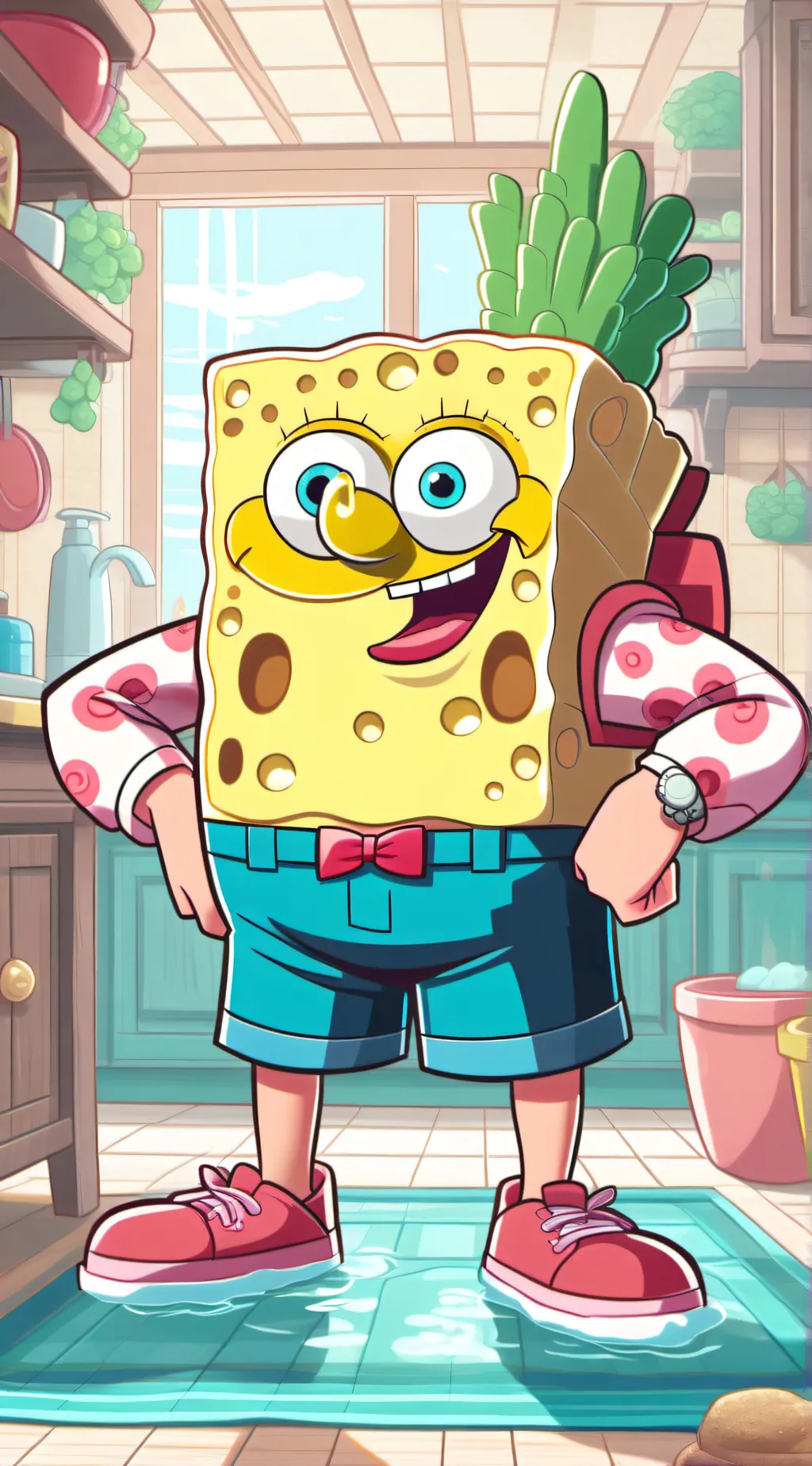 ai character: SpongeBob  background
