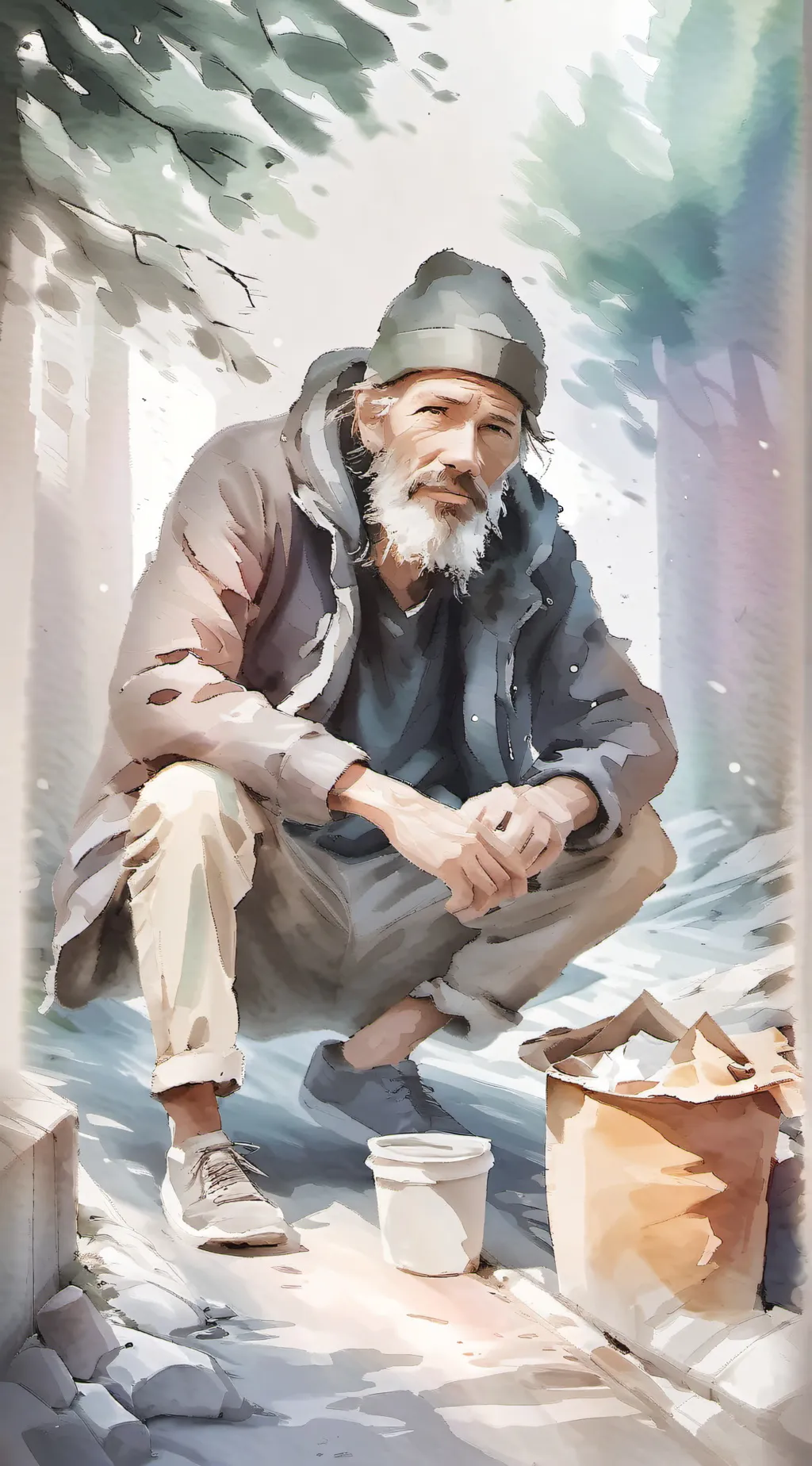 ai character: Homeless man background
