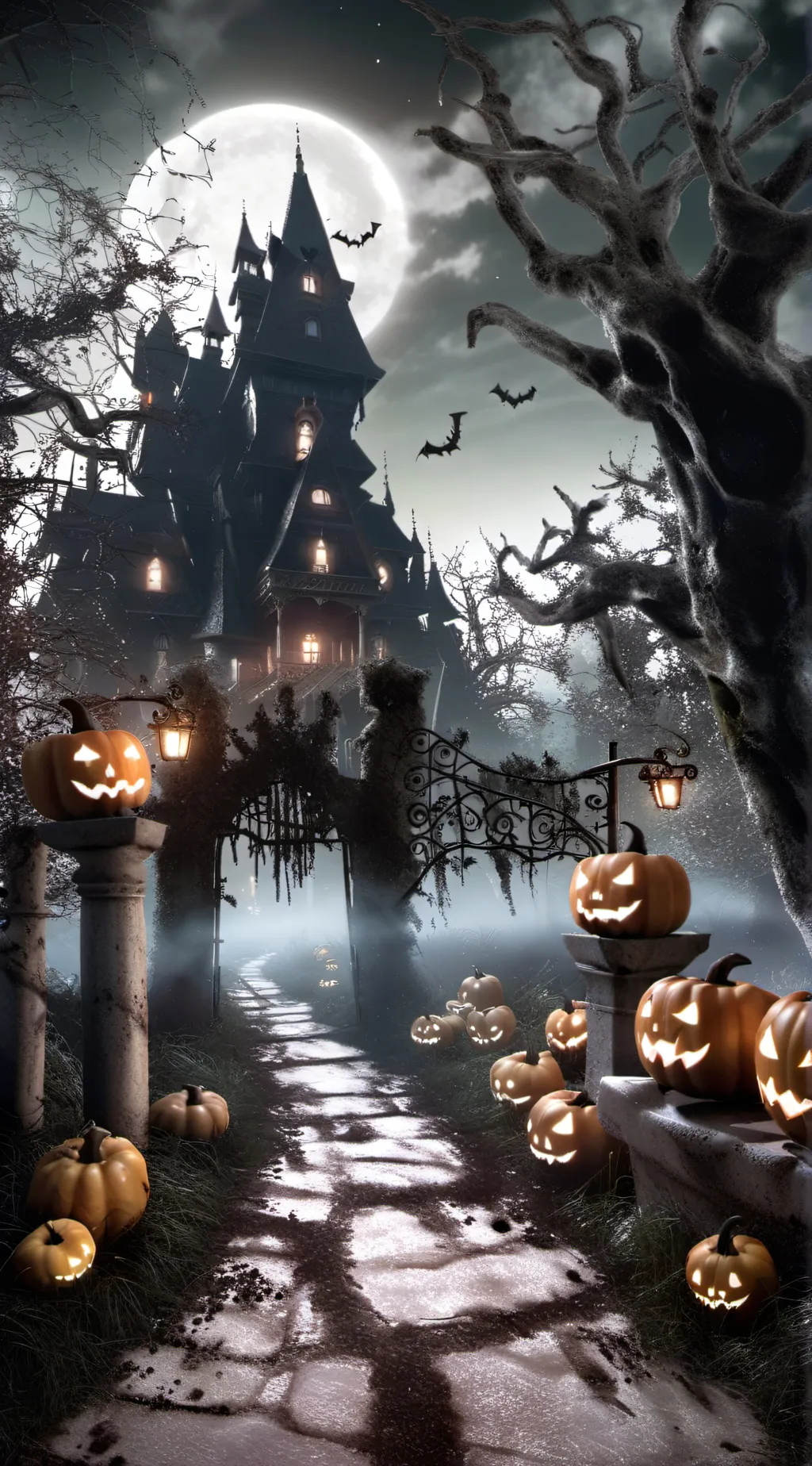 ai character: Halloween Town background