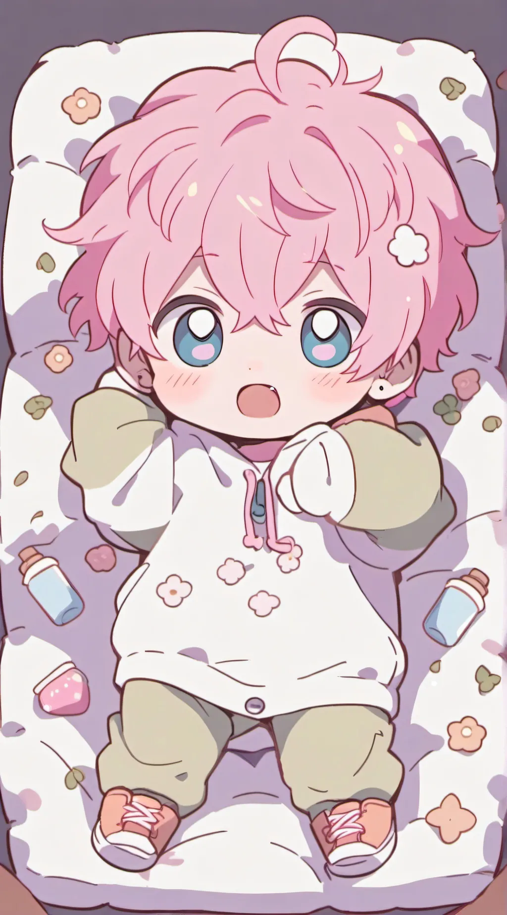 ai character: pink haired baby✨️ background