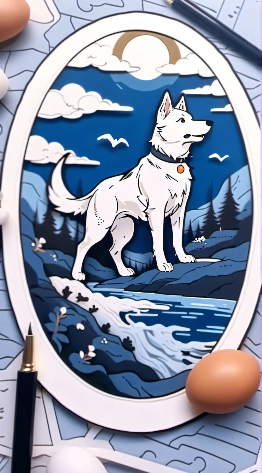 ai character: egg dog background