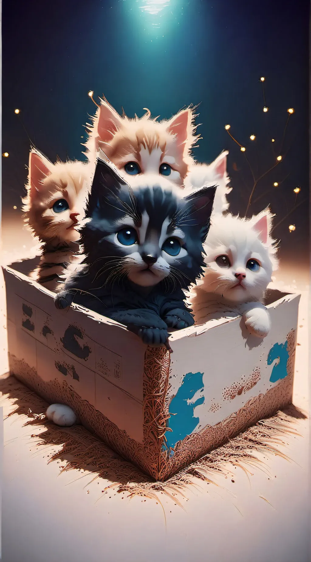 ai character: kittys in a box background